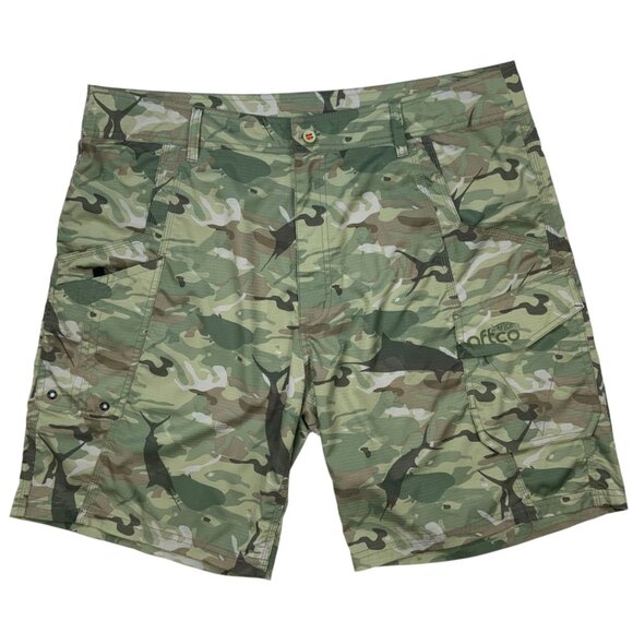 AFTCO Tactical Fishing Cargo Short 40 Green Camouflage Performance Angling Beach - Picture 1 of 12
